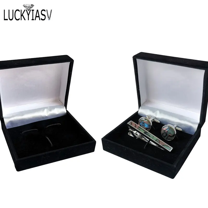 Men Shirt Cufflinks Gemelos Carrying Case Cuff Link Tie Clip Boxes 70x80mm