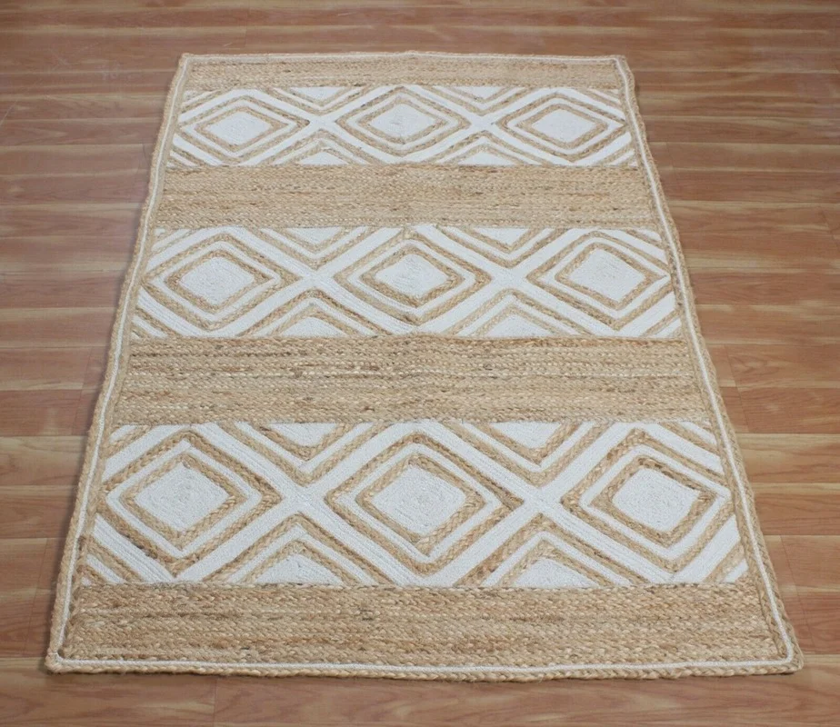 

Natural Jute Rug Rectangle Area Mat Braided Style Outdoor Garden Carpet 4x6ft Rugs