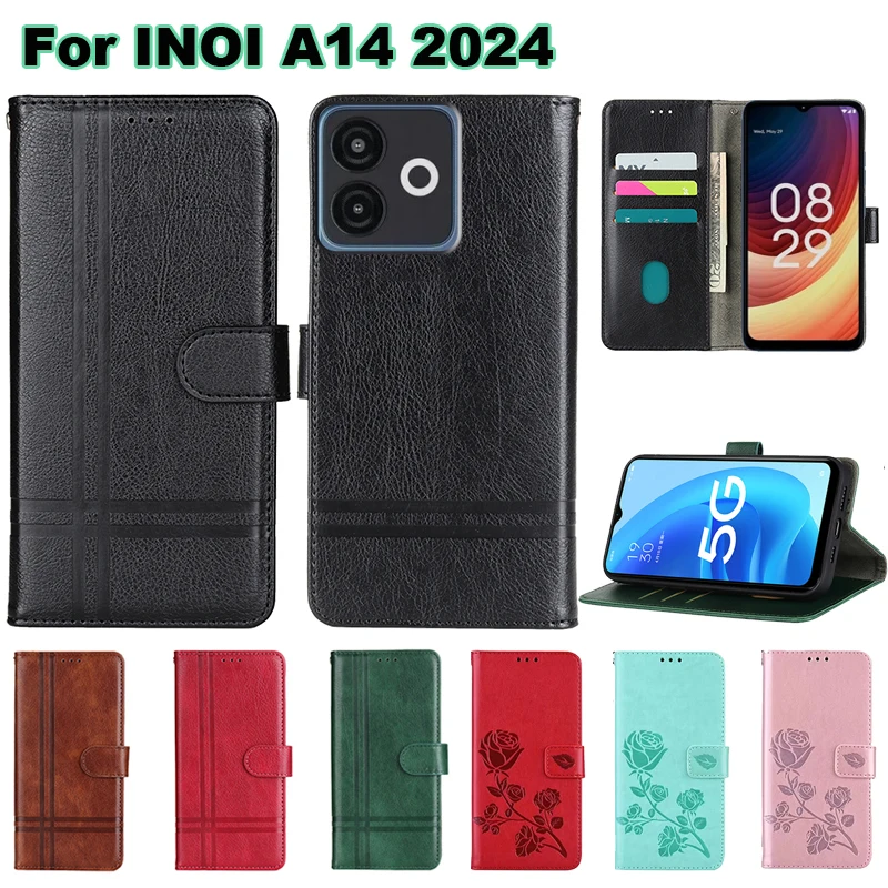 Магнитный чехол для телефона Coque INOI A14 2024 Etui Book Stand Flip Capas из искусственной кожи Para
