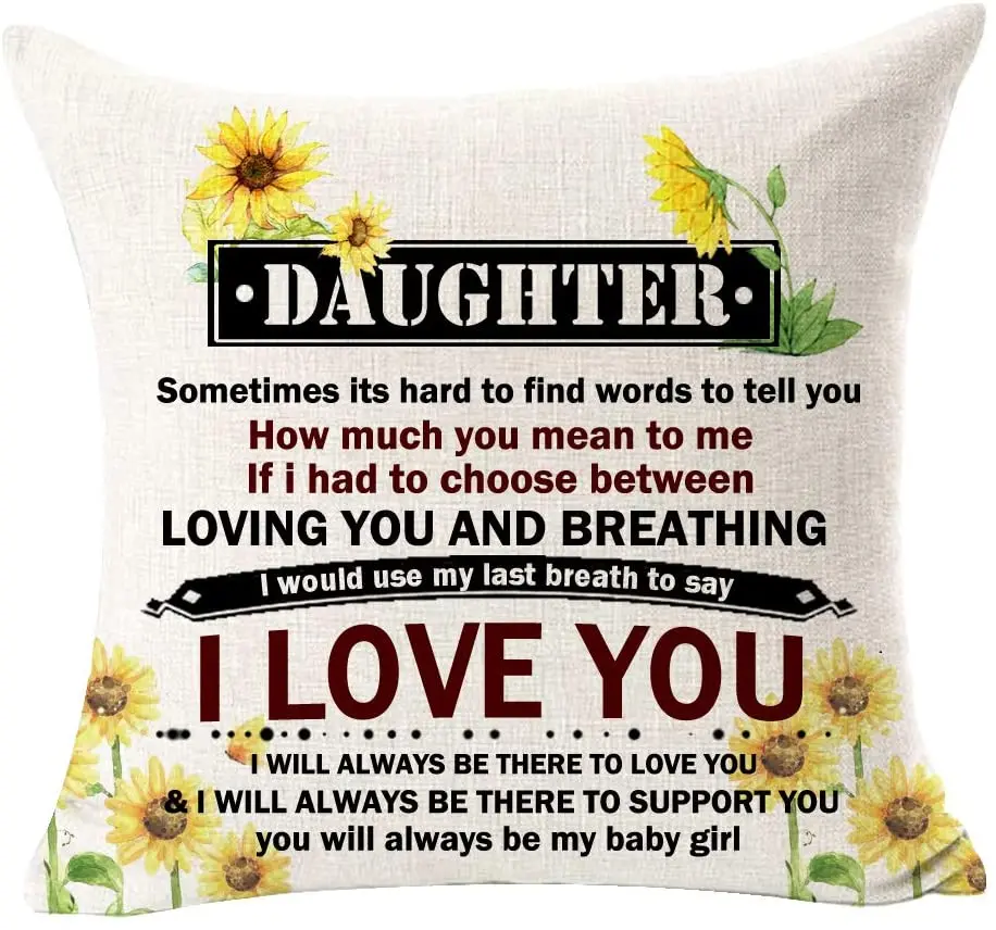 

Хлопковая наволочка с надписью «Дочь Подсолнух»