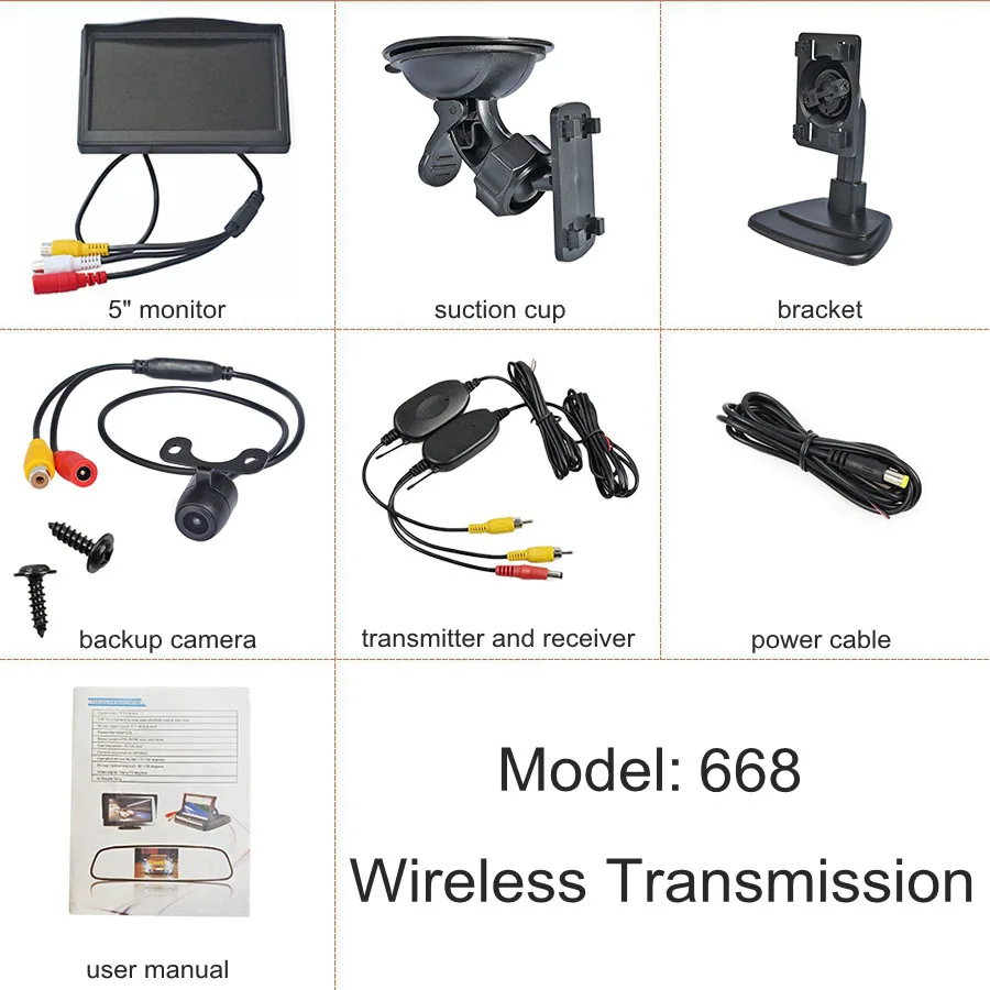 

Беспроводной 5-дюймовый TFT LCD монитор SMALUCK для камеры заднего вида автомобиля, HD-камера заднего вида для парковки