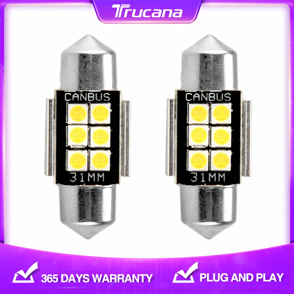 

Светодиодная лампа Canbus для чтения, 31 мм, 6 SMD 3030, 2 шт.