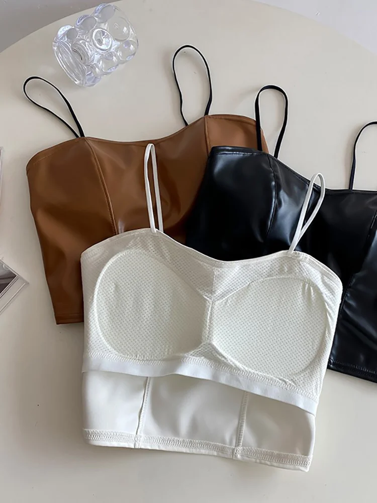 Женский Топ Из Искусственной Кожи ITOOLIN Бюстгальтер С Мягкой Чашкой Сексуальный Y2K