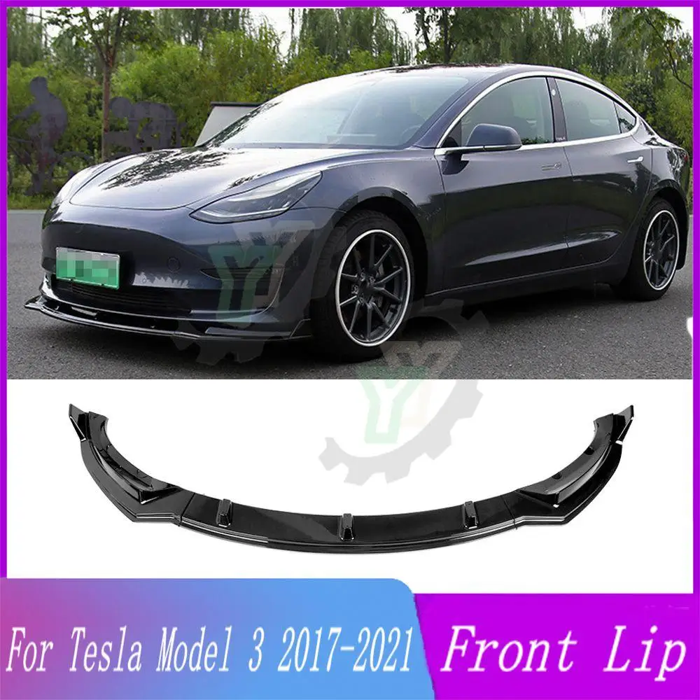 

3PCS Car Front Bumper Lip Spoiler Splitter Diffuser Detachable Body Kit Cover Guard For Tesla Model 3 2017 2018 2019 2020 2021