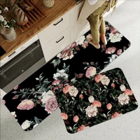 vintage flowers printed flannel floor mat bathroom decor carpet non slip for living room kitchen welcome doormat