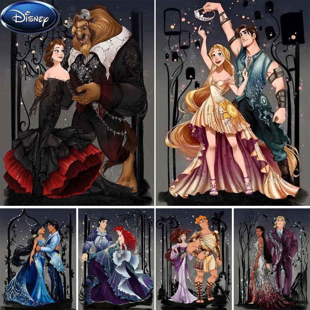 

Алмазная 5D Вышивка «сделай сам», картина из страз «Принцесса Диснея и принц», вышивка крестиком, домашний декор J3415