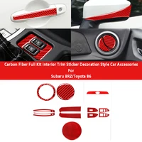 red carbon fiber central control full kit interior trim sticker decoration style car accessories for subaru brztoyota 86