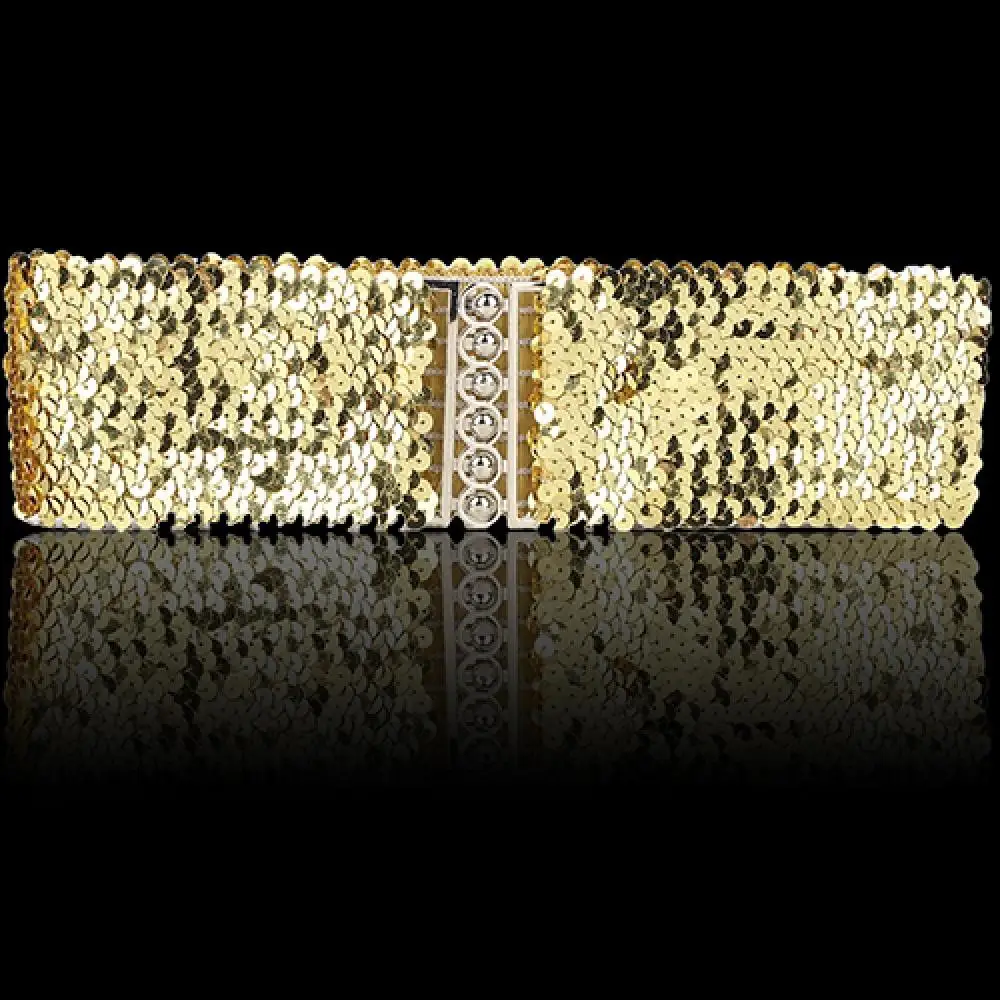 

Elastic Women Waistband Belt Waist Belt Wide Women's Cool Punk Sparkling Sequins Stretch Waist Belt