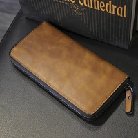 new clutch purse men wallet crazy horse leather phone bag card holder male purse zipper brand wallet for men carteira masculina