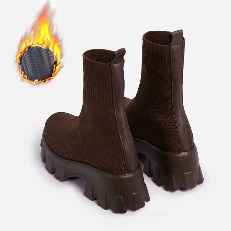 Women's Platform Knit Short Boots，Women's Large Size Non-Slip Socks and Shoes Ankle Boots Socks Boots Platform Women's Boots