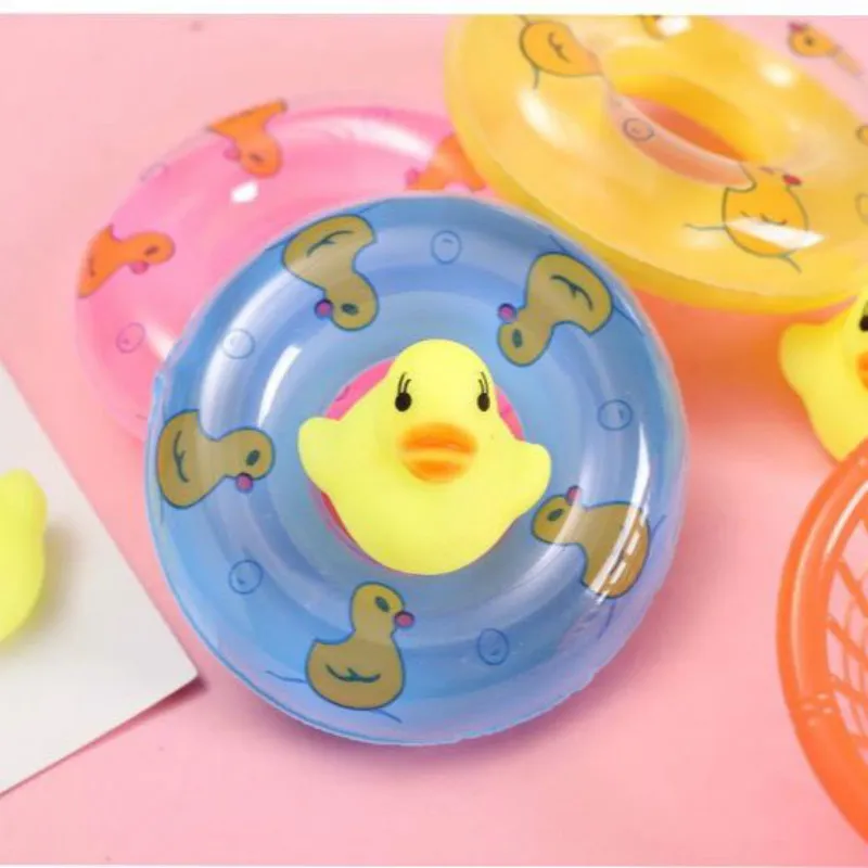 6pcs/set Baby Bath Toys Mini Swimming Ring Rubber Duck Accessories Kids Water Toys Children Inflatable Bathroom Bathing Toys