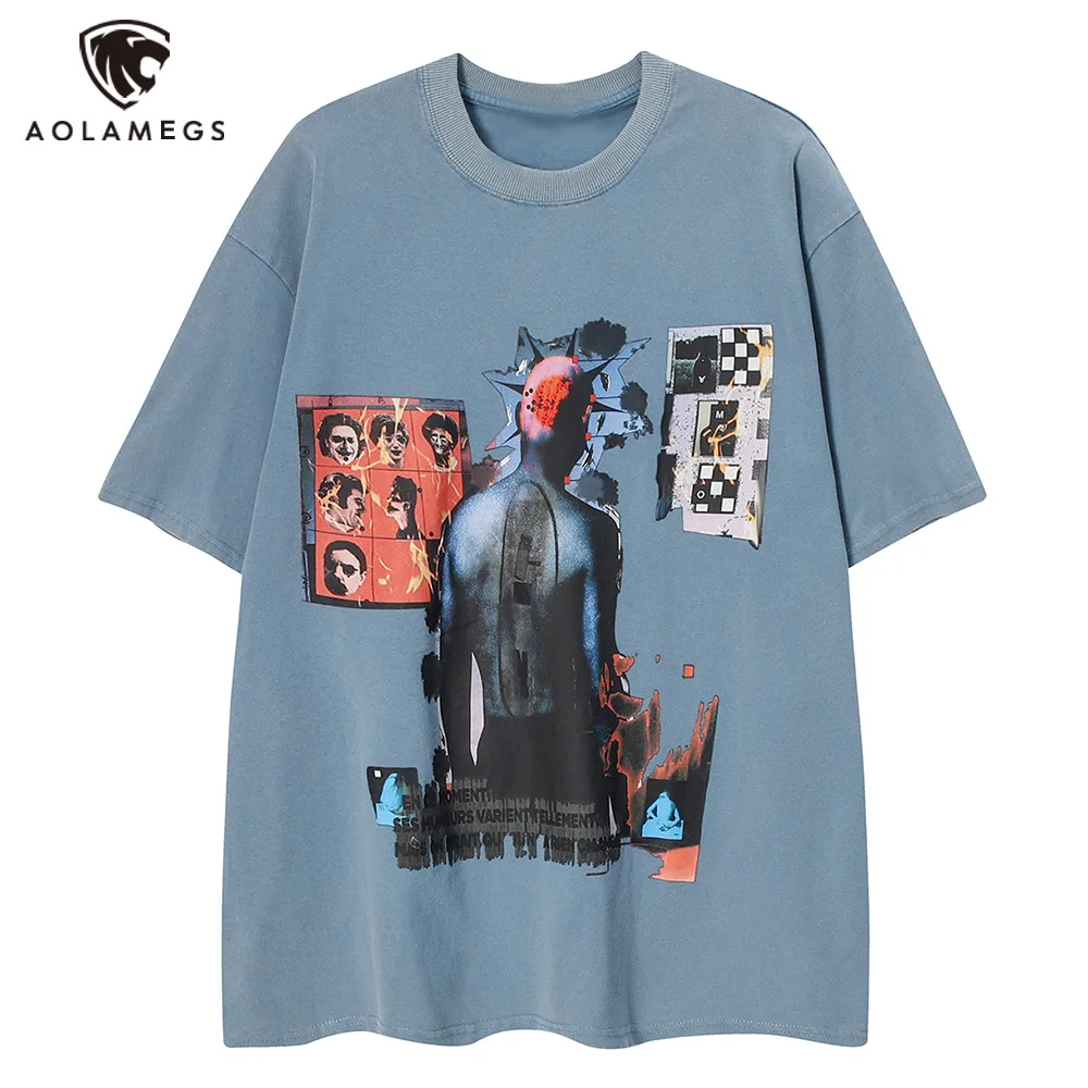 

Мужская футболка оверсайз в стиле хип-хоп, с графическим принтом, с круглым вырезом, свободная футболка, уличная одежда Y2K, мужская и женская повседневная футболка с короткими рукавами, топы
