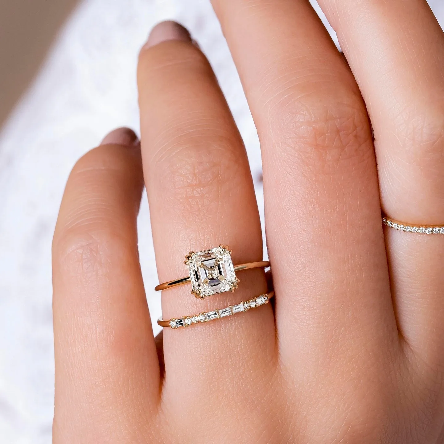 JOVOVASMILE Au750 Moissanite Ring With Certificate 1carat Asscher Cut 18k Solid Gold Christmas Gift Solitaire Rings For Woman