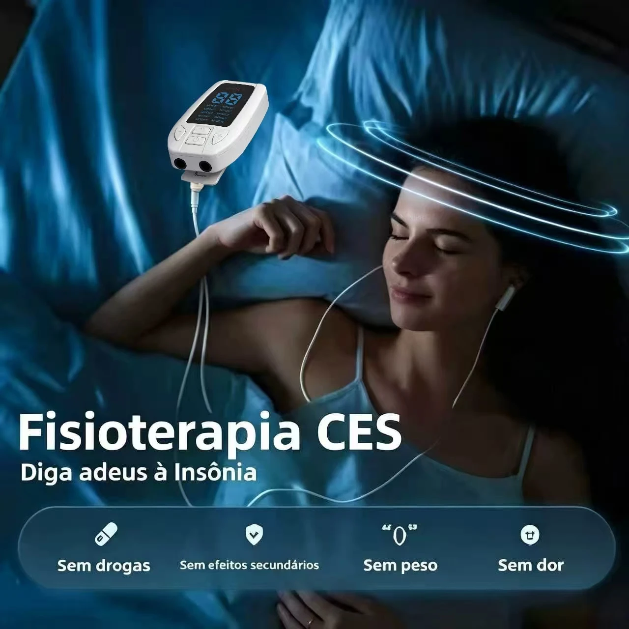 Фото Устройство CES 2 в 1 с зажимом для ушей для краниальной электростимуляции при бессоннице, тревожных расстройствах и мигрене, быстродействующее. №4
