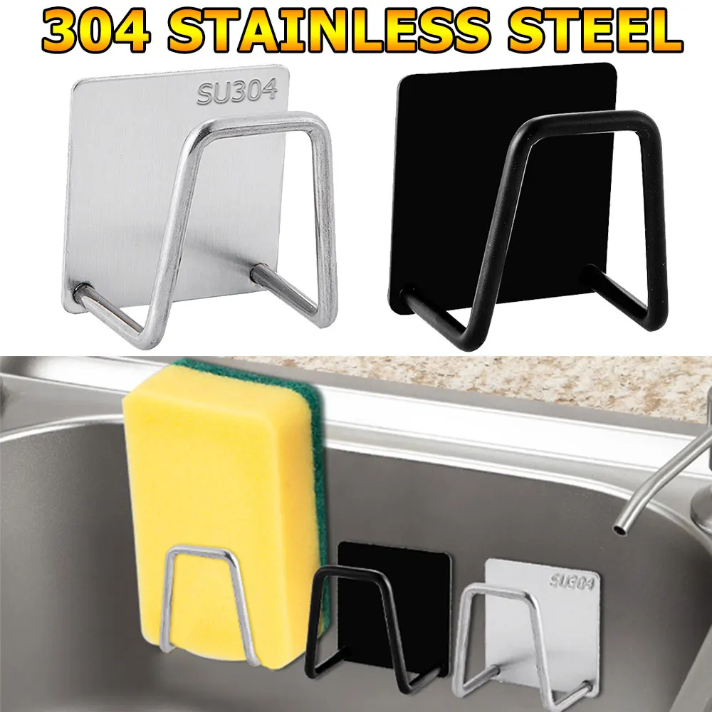 

Kitchen Stainless Steel Sponges Holder Sink Accessories Self Adhesive Sink Sponges Drain Drying Rack Kitchen Storage Organizer