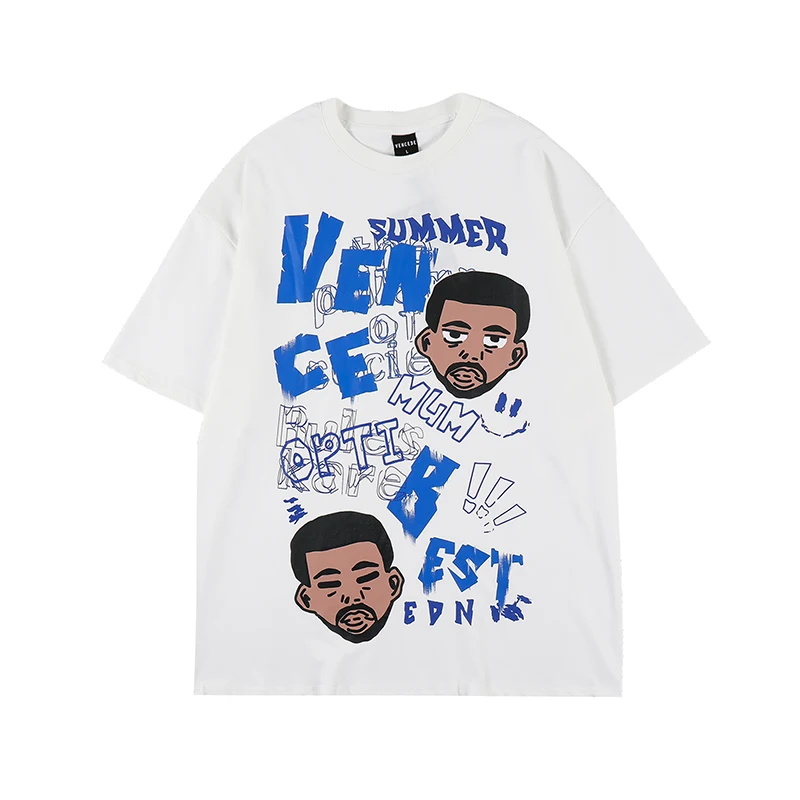 

Japanese Cartoon Men Letter Print Summer Mens Tshirts Retro Streetwear Casual Oversize Couple Tees Loose Harajuku Cotton Top