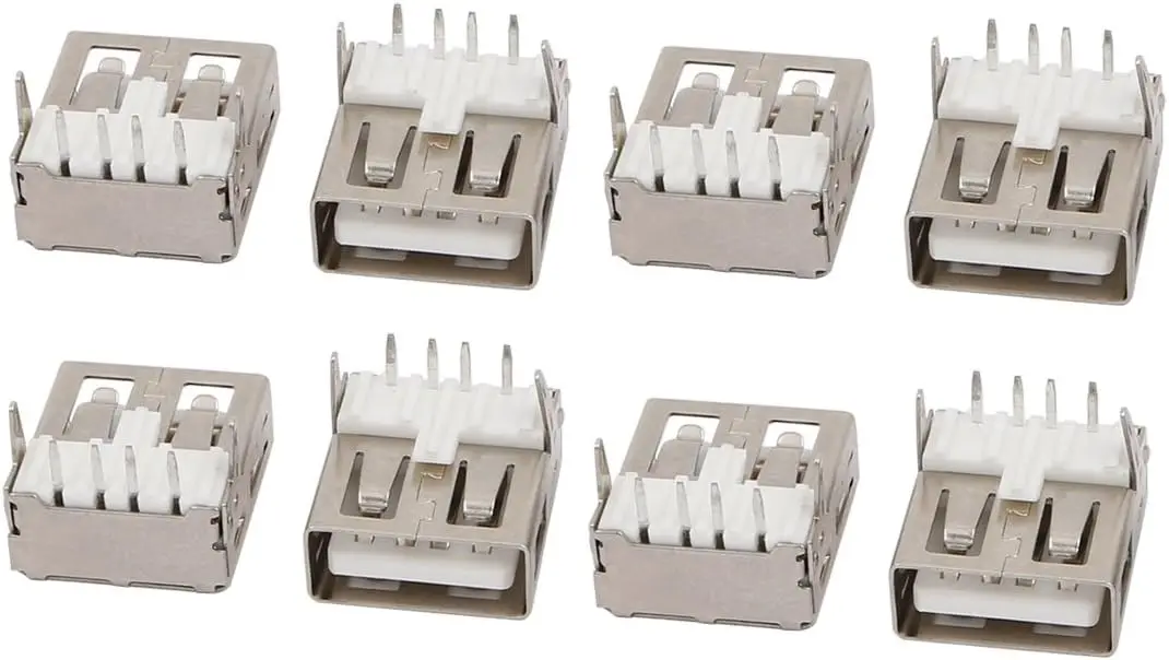 

Keszoox 8pcs USB 2.0 Type-A Female Jack 4-Terminals 90 Degree гнездо разъема ПП