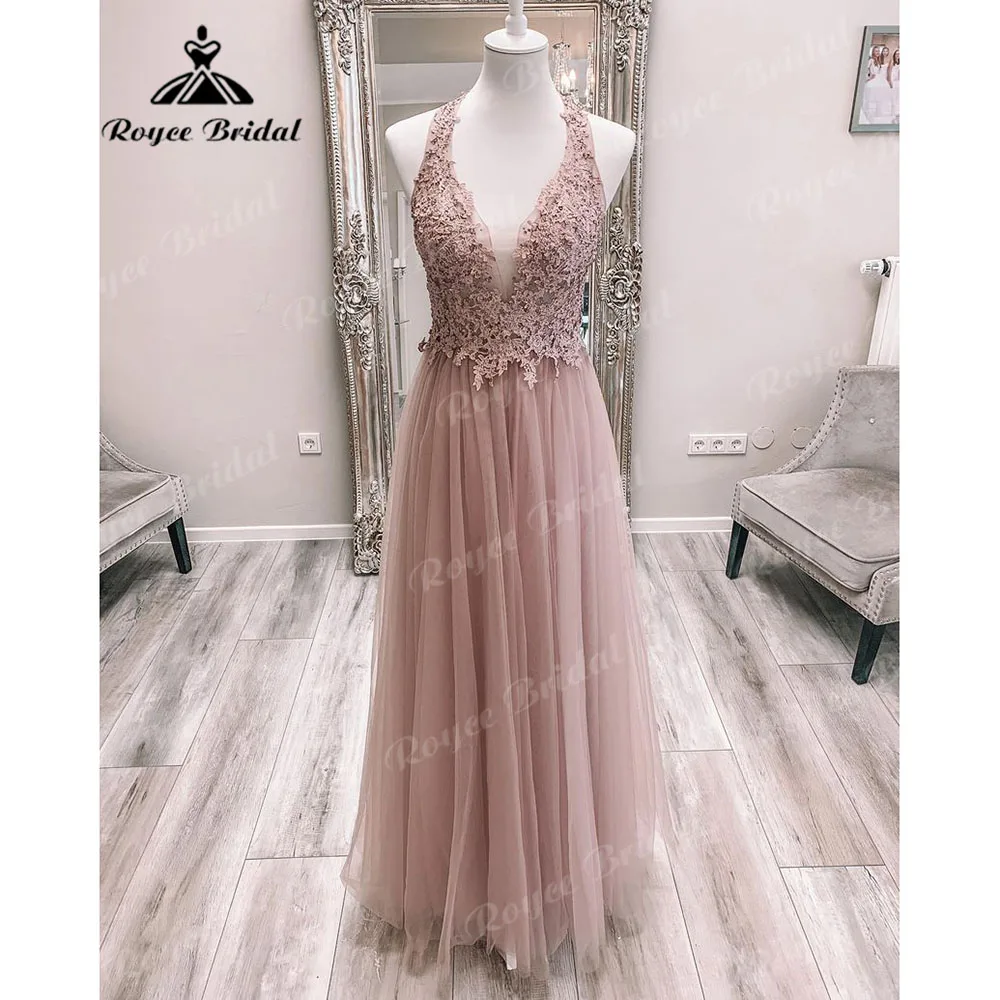 

Женское винтажное свадебное платье, розовое кружевное платье с глубоким V-образным вырезом и открытой спиной, 2023