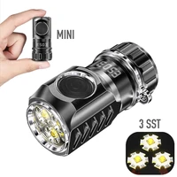 rechargeable mini led flashlight keychain usb powered 2700 lumens flash light ipx8 pocket torch lamp sst20 wick flashlights