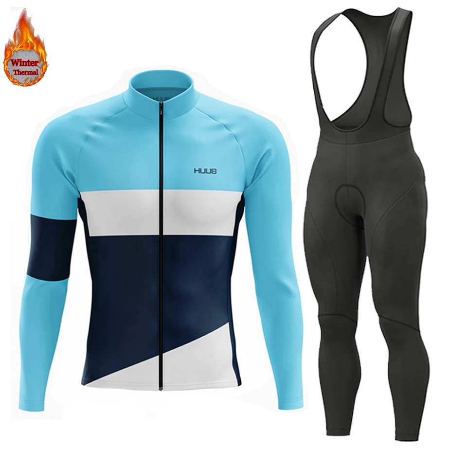 

HUUB Team Warm 2023 Winter Thermal Fleece Cycling Clothing Men's Jersey Suit Outdoor Riding Bike Clothes MTB Long Bib Pants Set