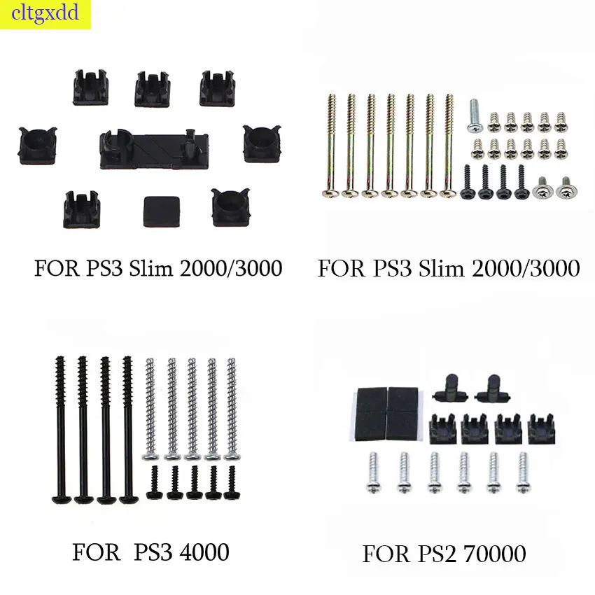 

1 Set of Black Plastic FOR PS2 PS3 Slim 2000 3000 4000 70000 Console Screws Screws Rubber Foot Cover Set Screw Kit Repair Parts