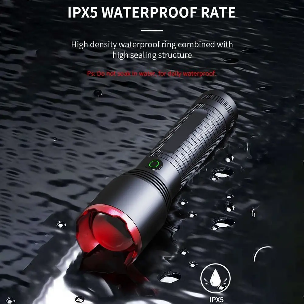 

Масштабируемый фонарик, водонепроницаемый портативный фонарик, фонарик с анодным окислением, фонарик для кемпинга с теплоотдачей, уличное исследование