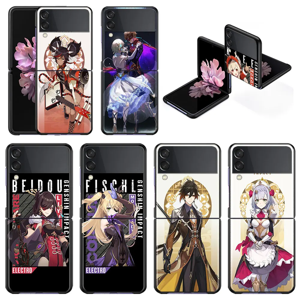

Plastic Luxury Genshin Impact Anime Cell Case for Samsung Galaxy Flip3 Zflip Zflip3 Z Flip 5G SamsungZFlip GalaxyZflip3