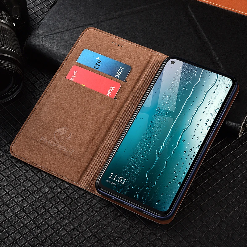 luxury genuine leather case for infinix smart 5 6 pro smart hd 2021 magnetic cowhide cover with kickstand phone card wallet free global shipping