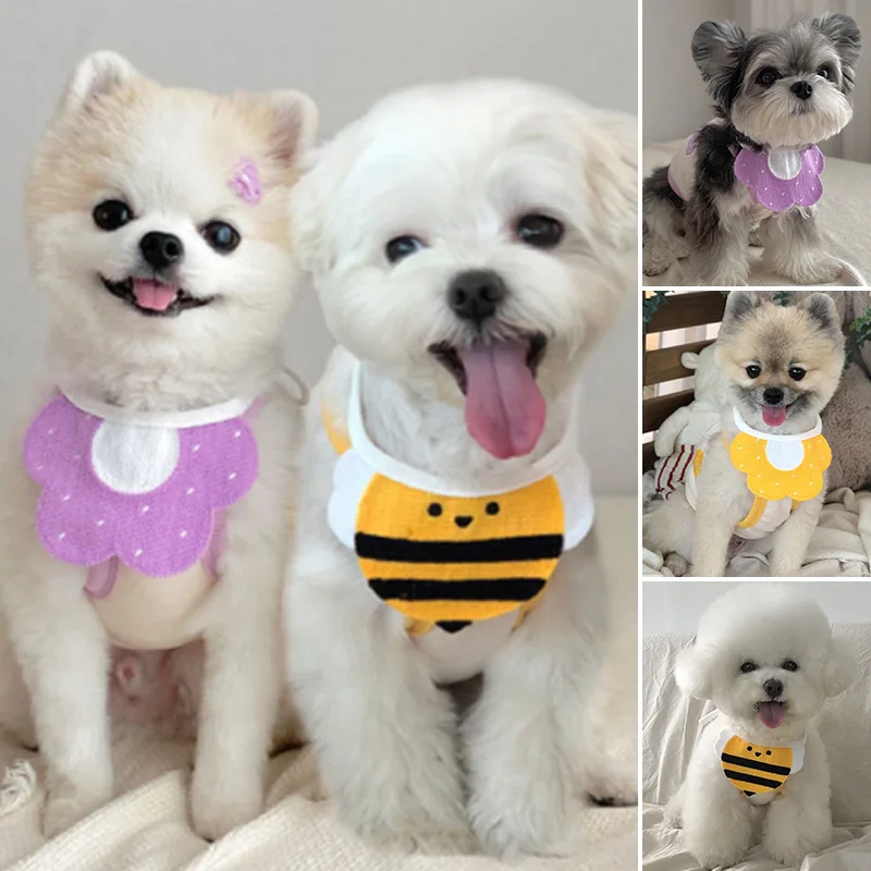 

1PC Cute Cat Dogs Flower shape Bibs Pet Knit Collar Adjustable Lacing Saliva Towel Hand Knitted Scarf Necklace Pets Accessories