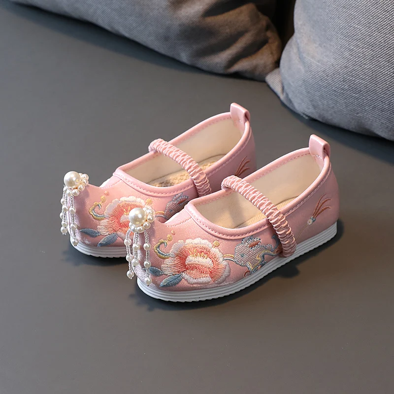 Детская танцевальная обувь с вышивкой в этническом стиле Hanfu