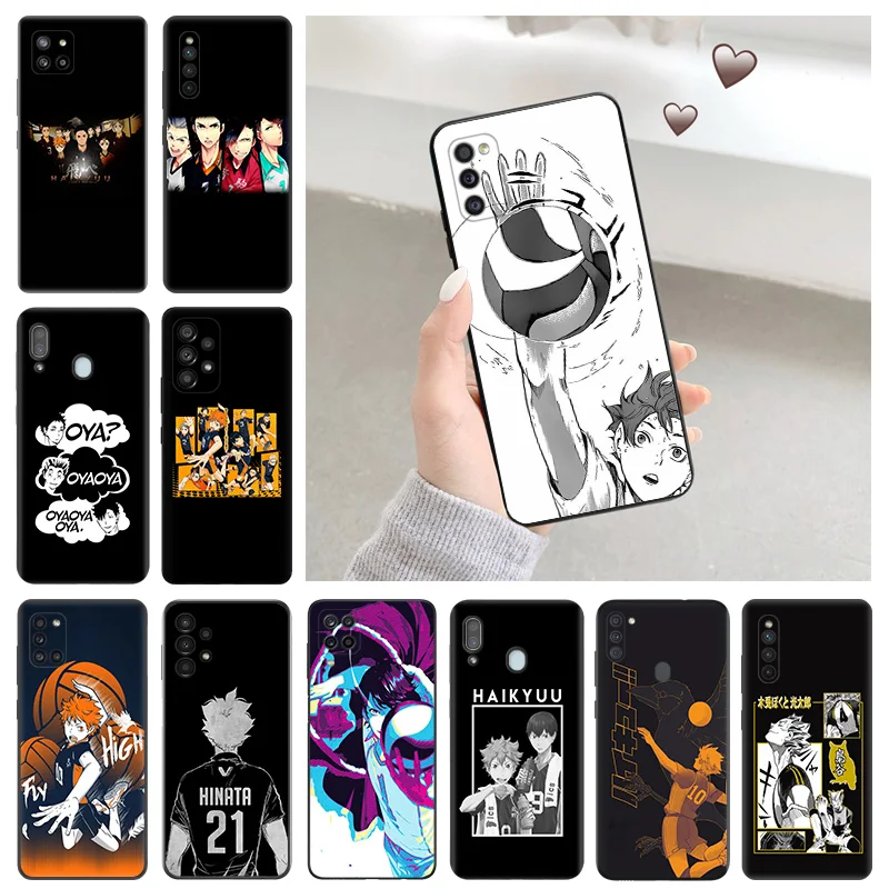 

Soft Phone Cases For Samsung Galaxy A34 a54 A50 A70 A03 S A40 A30 A20 A10 E A01 A02 A04 Cartoon Haikyuu Hinata Black Matte Cover