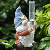 dwarf statue gnome yard garden statue cartoon rain gauges outdoor decoration glass rain gauge for patio lawn yard garden decor