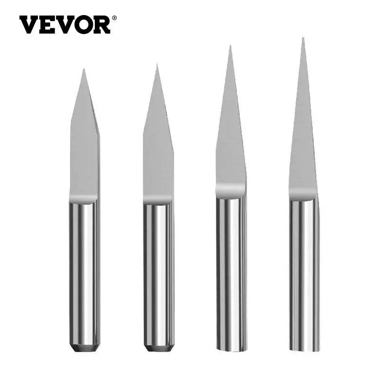 

VEVOR 20Pcs PCB Milling Cutter 3.175 Shank 10/15/20/30 Degree V Shape Flat Bottom Tungsten Steel CNC Engraving Bits for Wood PVC