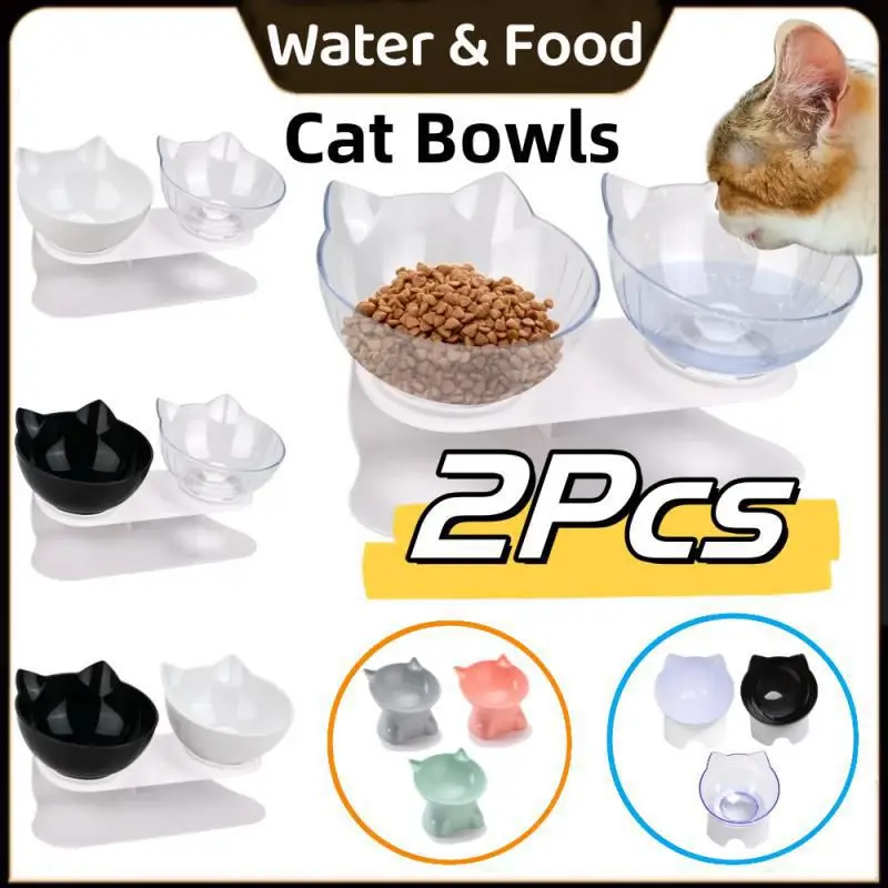 

Non-Slip Double Cat Water Food Bowls Pet Feed Dog Bowls Pet Bowl With Inclination Stand Cats Feeder Feeding Bowl Kitten Supplies
