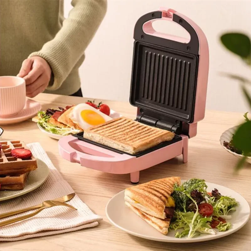

220V Household Electric Sandwich Maker Non-stick Breakfast Waffle Baking Pan Pot Pink/Red Color Available