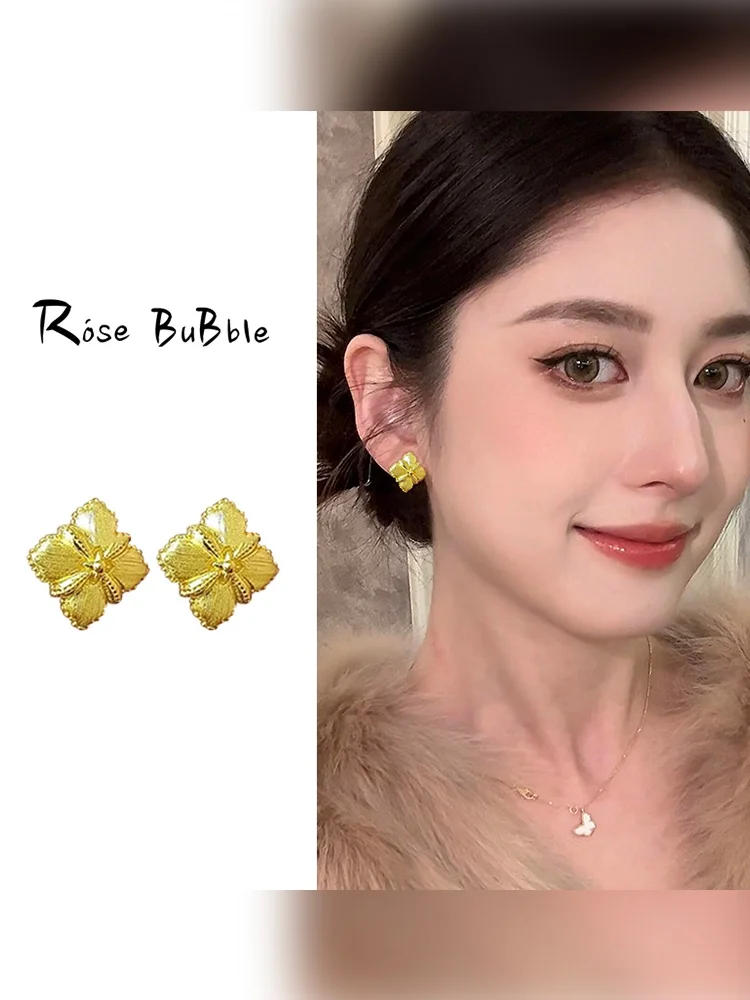 Серьги с матовым клевером в стиле ретро женские дизайнерские изысканные