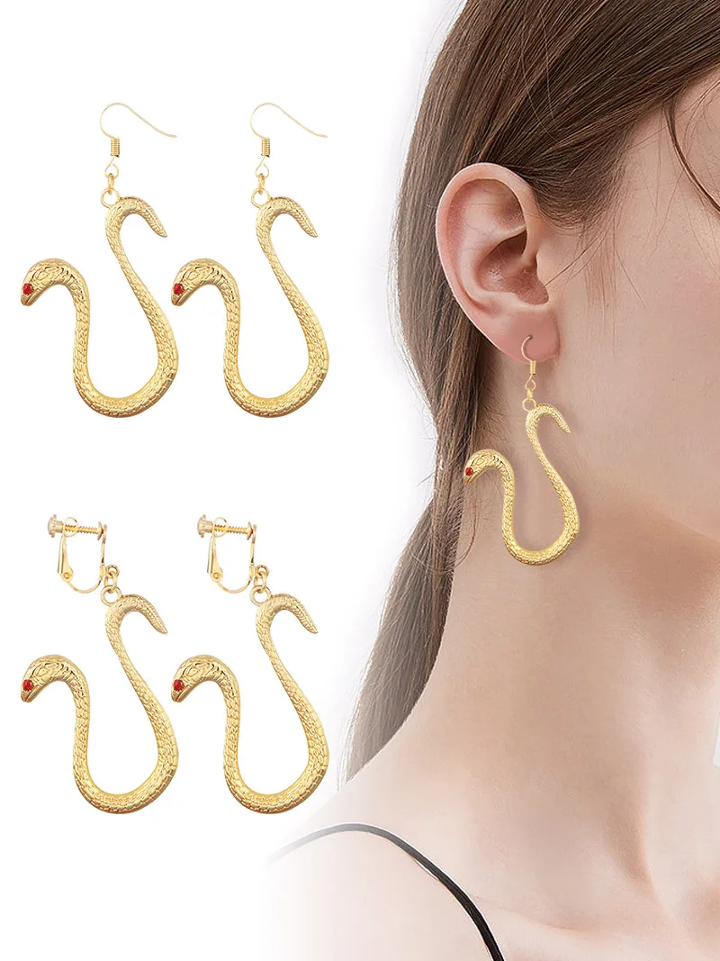 Серьги в форме змеи, золотого цвета