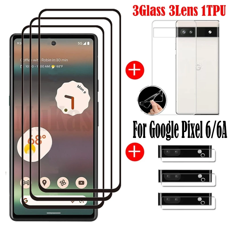 Закаленное стекло с полным покрытием для Google Pixel 6A Защитное экрана пленка