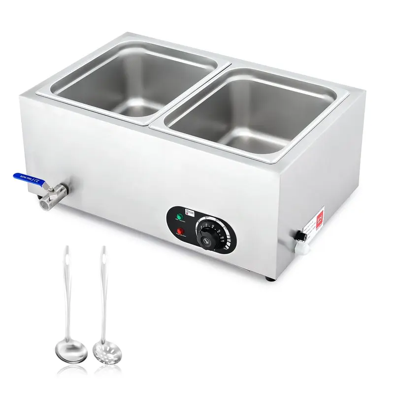 

Commercial Bain Marie Food Warmer GN 1/2 Electric 2 Pan Buffet Server and Warmer