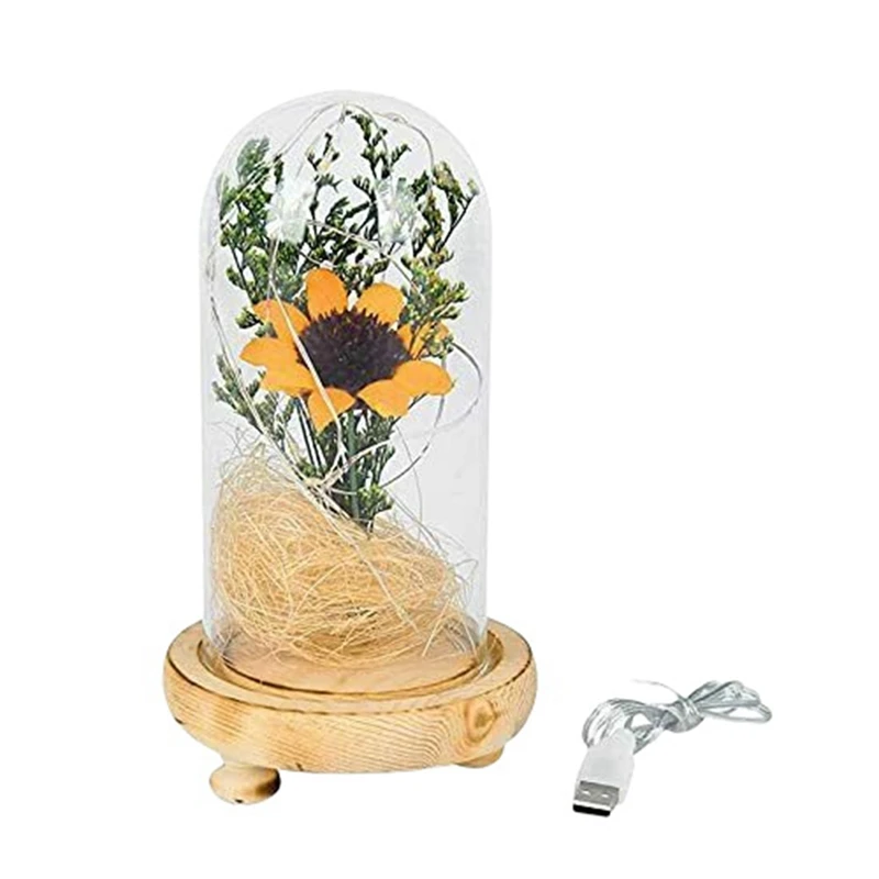 Очаровательный подсолнух цветок лампа Искусственный Подсолнух в стеклянном