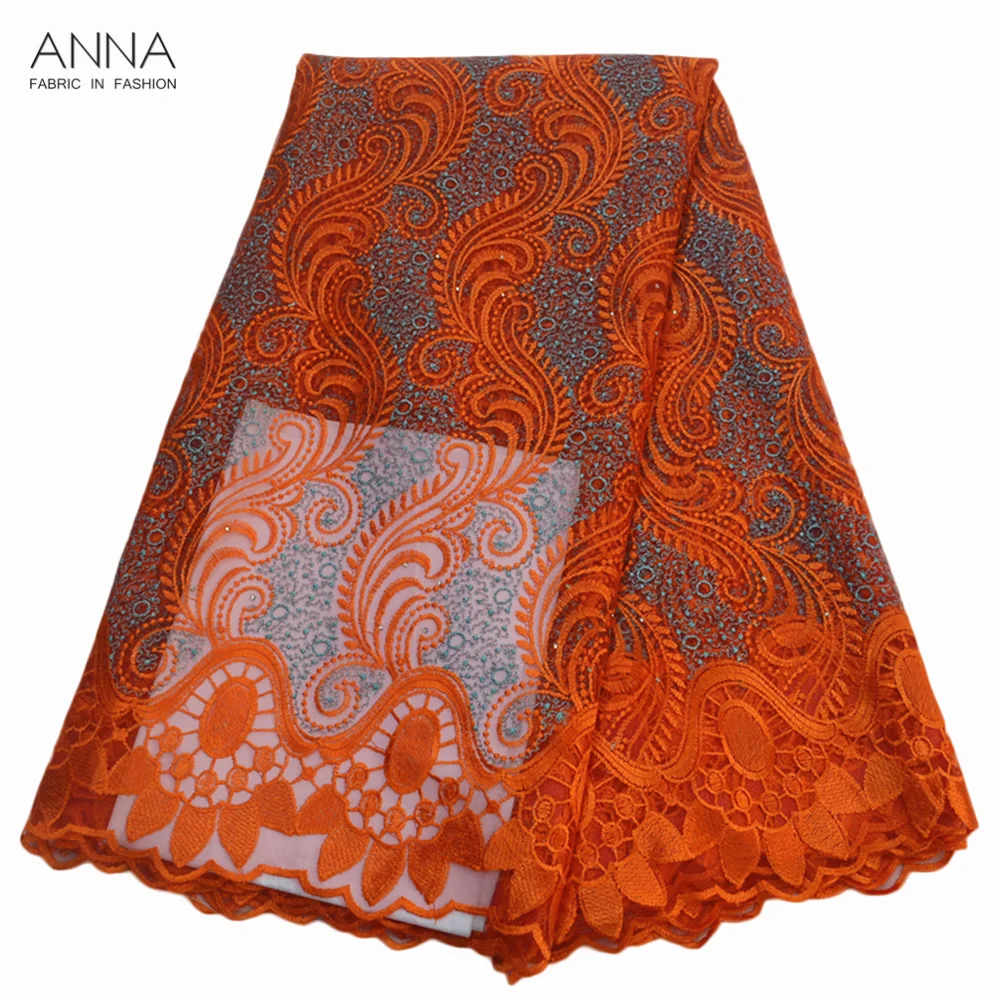 Вышитые африканские сетчатые кружева с камнями высококачественные фатиновые