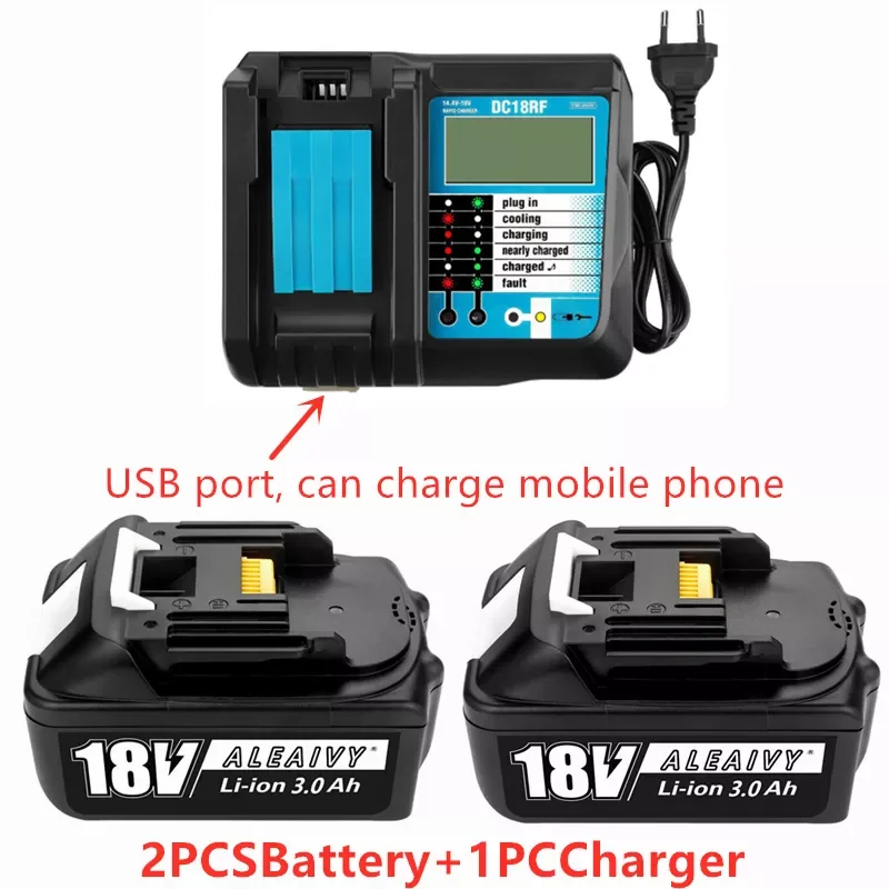 

Аккумуляторная батарея BL1860, 18 в, 3000 мАч, литий-ионная батарея для Makita 18 в, аккумулятор BL1840, BL1850, BL1830, BL1860B, LXT 400 + зарядное устройство