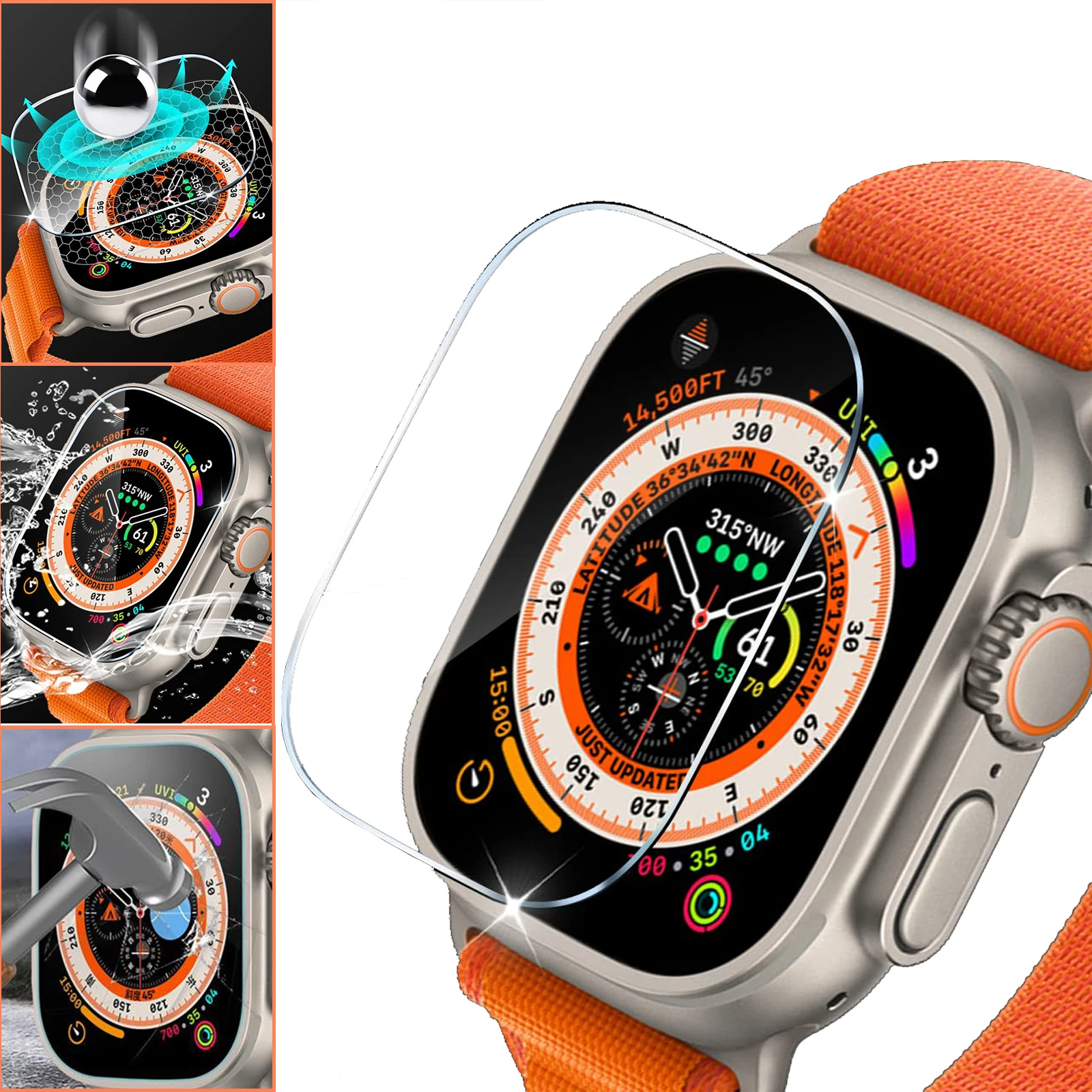 

Защита экрана для Apple Watch Ultra 49 мм, аксессуары, защита от царапин, водонепроницаемое закаленное стекло, HD Full Film iWatch Ultra 49 мм