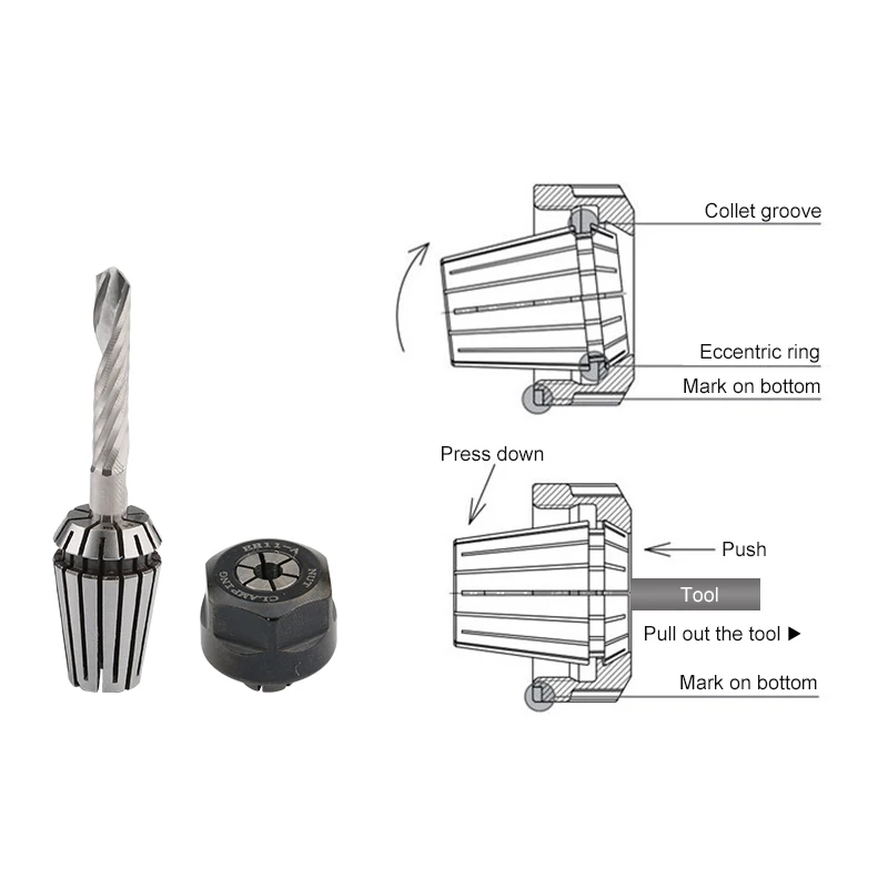 Цанговый патрон ER11 1-7 мм для фрезерного станка с ЧПУ обрабатывающего центра