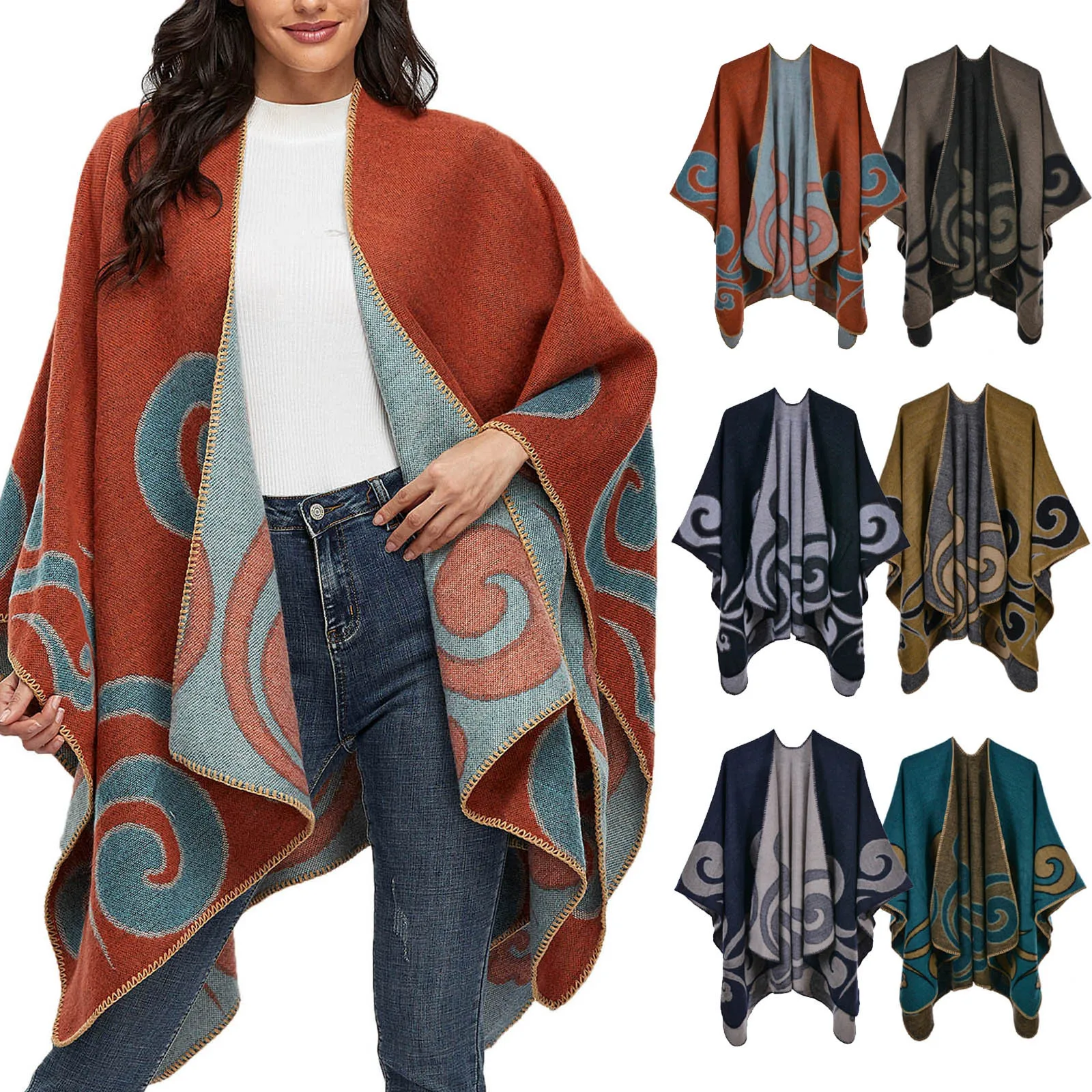 

Women's Warm Shawl Wrap Delicate Printed Open Front Fleece Collar Jacket Women Womens Zip up Fleece Hoodie Big And Tall Jacket