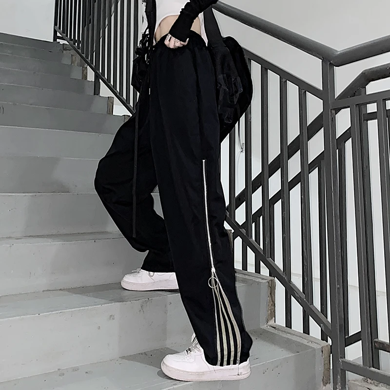 2022 Fashion Casual New Autumn Wide Leg Pants For Men Women High Street Loose Wide Leg Pants Casual Striped three-bar sweatpants