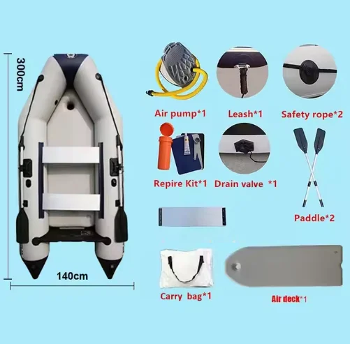 Надувная штурмовая лодка MC300-3 Solar Marine 10 футов для 4 человек с прочным надувным дном, спасательный каяк, гребное каноэ с термосваренным корпусом (art.: 3920da2adb60d) - 3920da2adb60d