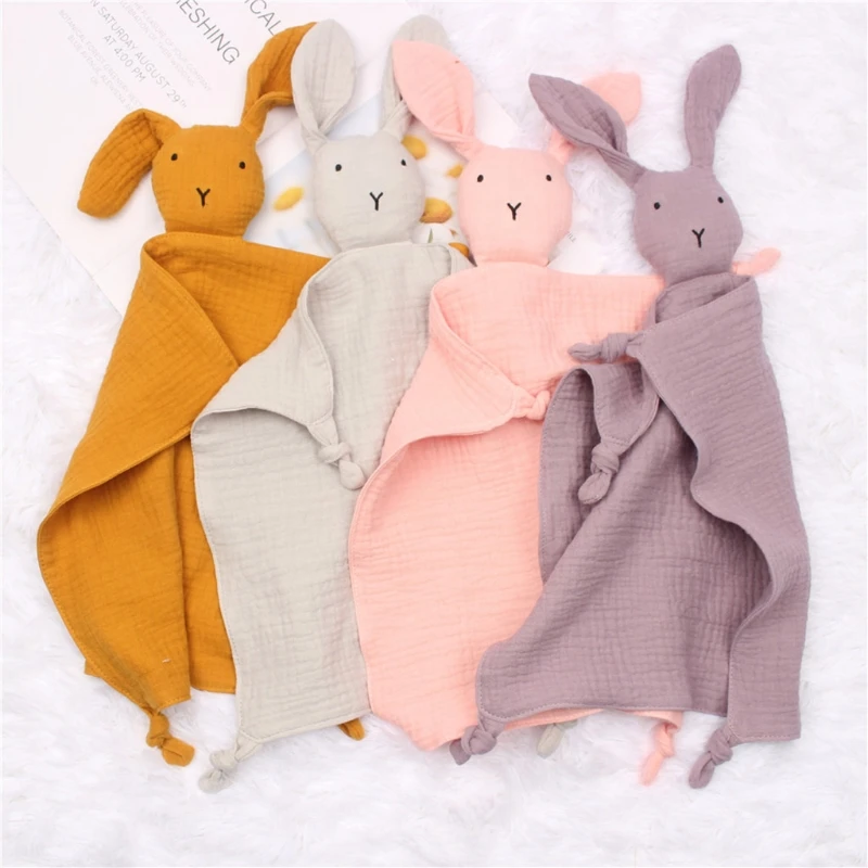 

Muslin Absorbent Bandana Infants Feeding Bib Gift Baby Soothe Blanket Cute Rabbit for Doll Appease Towel Gauze Bibs Teet