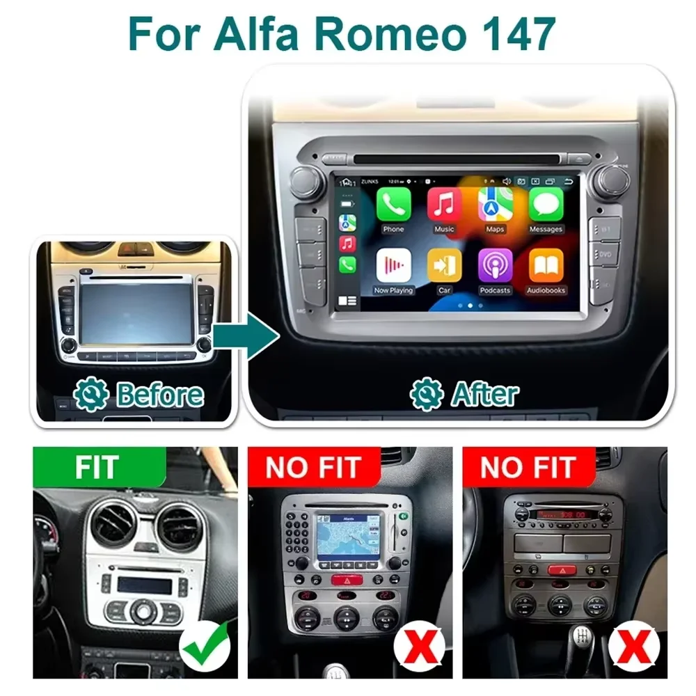 Фото Автомобильная магнитола на Android 15 для Alfa Romeo Mito 2008-2013, 7 дюймов, 1024*600, Carplay, Auto Multimedia, стерео, GPS-навигация, интеллектуальная 8-ядерная система, IPS. №2