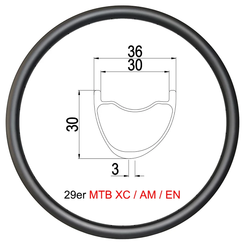 

Карбоновый обод для горного велосипеда 29er 36 мм, Ширина 30 мм, Внутренняя Глубина 30 мм, глубина 24H 28H 32H 36H 29 дюймов